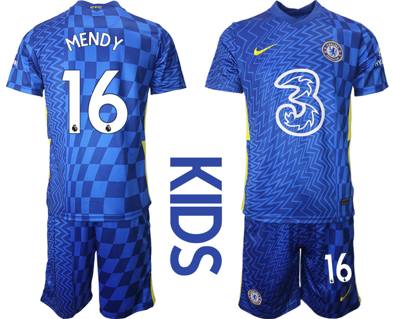 Youth 2021-2022 Club Chelsea FC home blue #16 Nike Soccer Jerseys